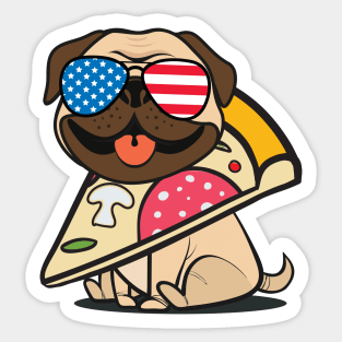 Pug Pizza USA Sticker